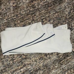 Mizuno Youth Baseball Pants,White with Navy Piping